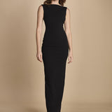 maxidress con scollo a barca e schiena nuda IMOGEN BLACK solace 