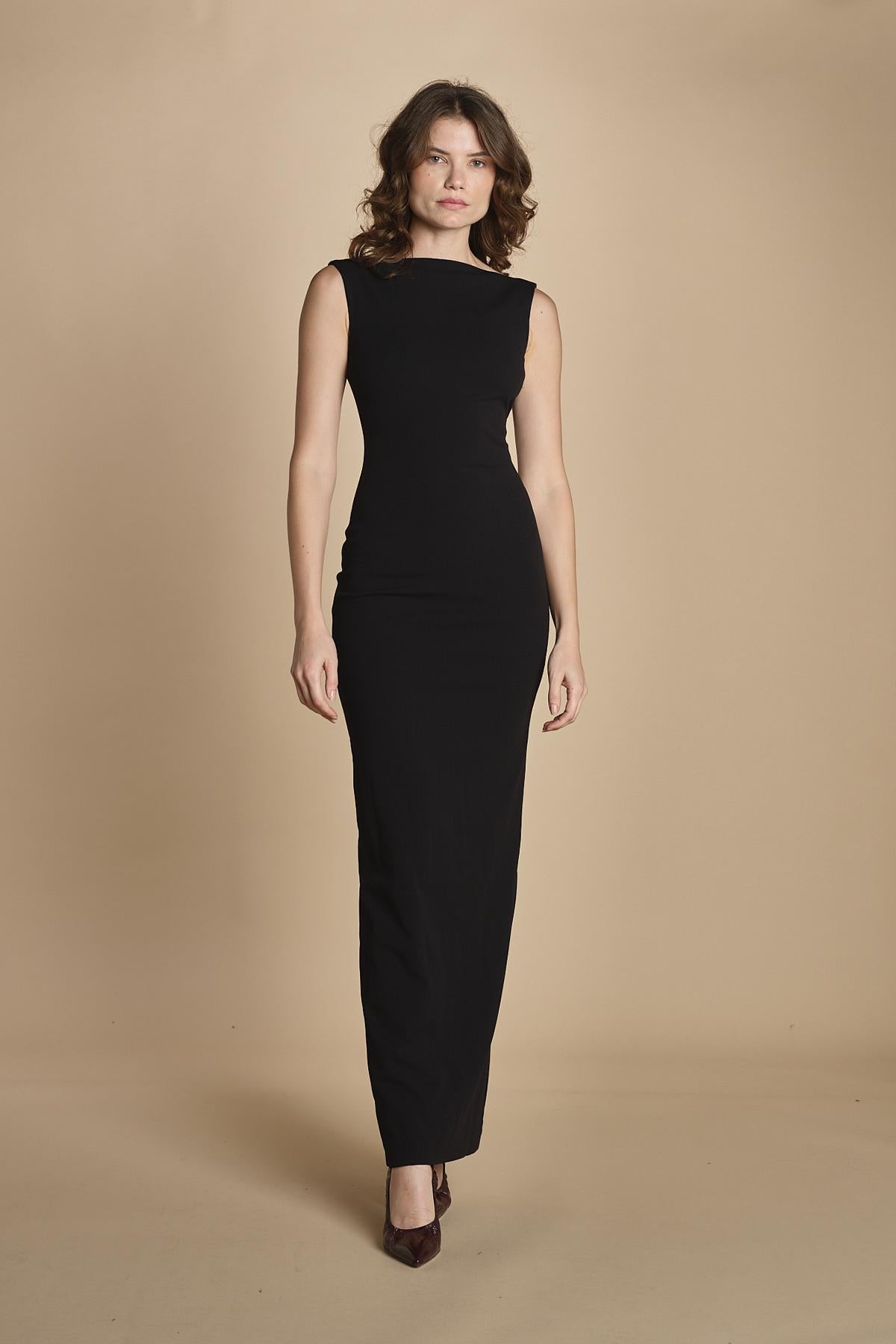 maxidress con scollo a barca e schiena nuda IMOGEN BLACK solace 