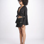 minigonna a balze in lurex gessato ROSE BLACK christianzen 