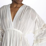 IBIZA maxi abito con scollo e maniche lunghe IBIZA IVOIRE laraethnics 