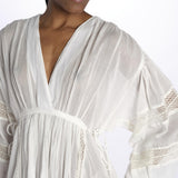 IBIZA maxi abito con scollo e maniche lunghe IBIZA IVOIRE laraethnics 