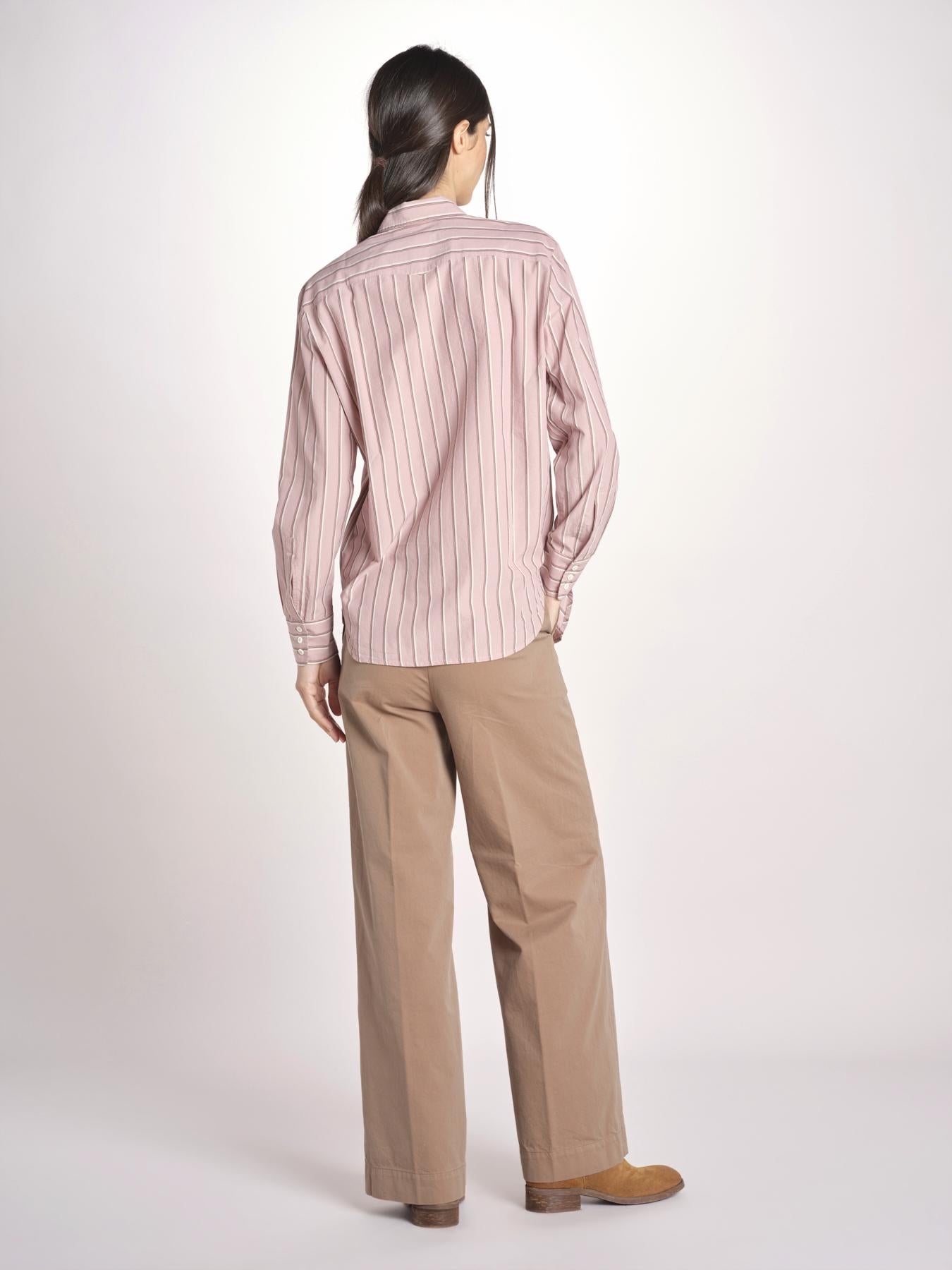 Camicia a righe con rouches P29D0GEMMA OLD ROSE massimo alba 