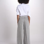 pantalone largo con nervature in lino ORIANA 540 50043 84 DENIM quelledue 