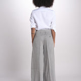 pantalone largo con nervature in lino ORIANA 540 50043 84 DENIM quelledue 