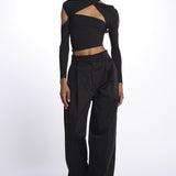 JOSIE top incrociato con spalla nuda JOSIE DEEP BLACK amazuìn 