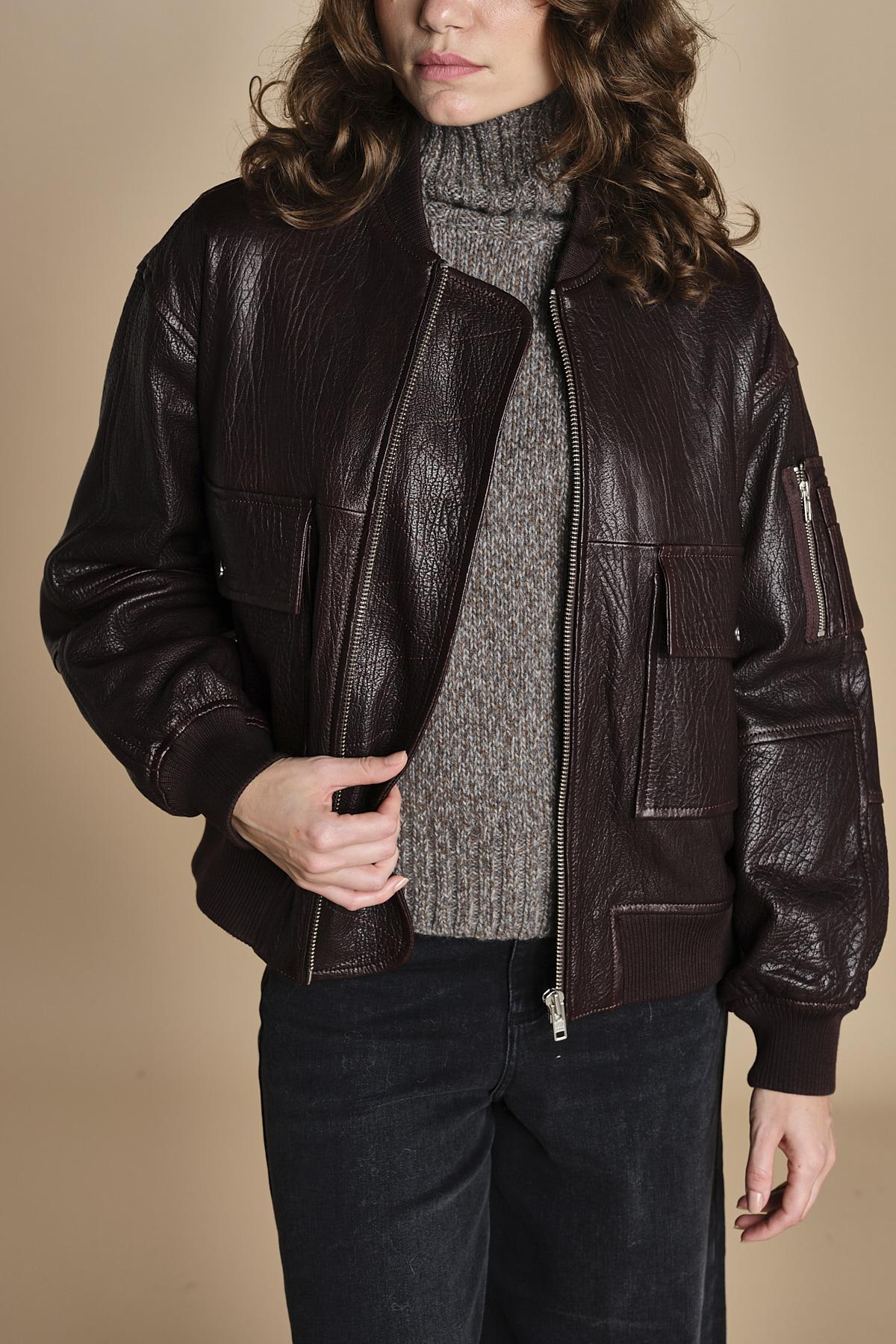 LARA bomber in pelle LARA IO118048 RE401 ivy oak 