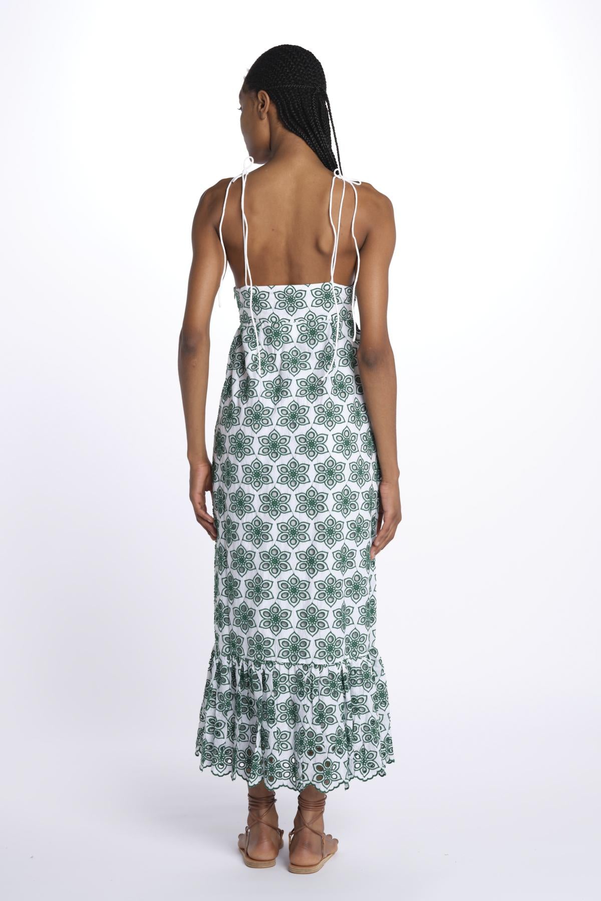 Abito LOUVE spallina ricamo fiori S25067 EYELETGREEN sundress 