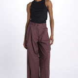 Pant PETRA 2 pinces popeline PETRA PE66 BURGUNDY nine in the morning 
