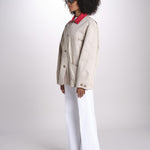 giacca sahariana con colletto in contrasto 16V525CO574 P150 BEIGE ines de la fressange 