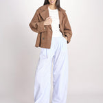 pantalone over con pinces in popeline BILLIE 3111 T0160 LIGHT BLUE T0028 the latest 