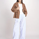 pantalone over con pinces in popeline BILLIE 3111 T0160 LIGHT BLUE T0028 the latest 