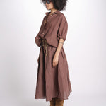 camicia in lino con coulisse LEILA SOFTLINEN BROWN true avenue 