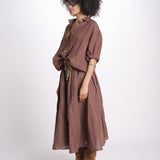 camicia in lino con coulisse LEILA SOFTLINEN BROWN true avenue 