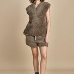 gilet metà montone e metà cotone REB MJD144PATEX72 J0229 DOVE FUR jejia 