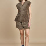 gilet metà montone e metà cotone REB MJD144PATEX72 J0229 DOVE FUR jejia 