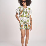 camicia cropped BE24867 WHITE MULTI benaras soleil 