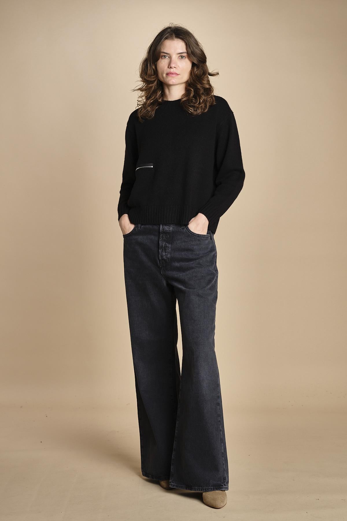 maglia girocollo con zip CESNIK NERO ba&sh 