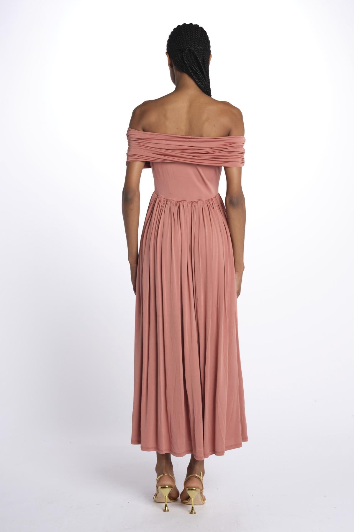 Abito ARIEL midi jersey arricciato 12248301 TERRACOTTA malina 