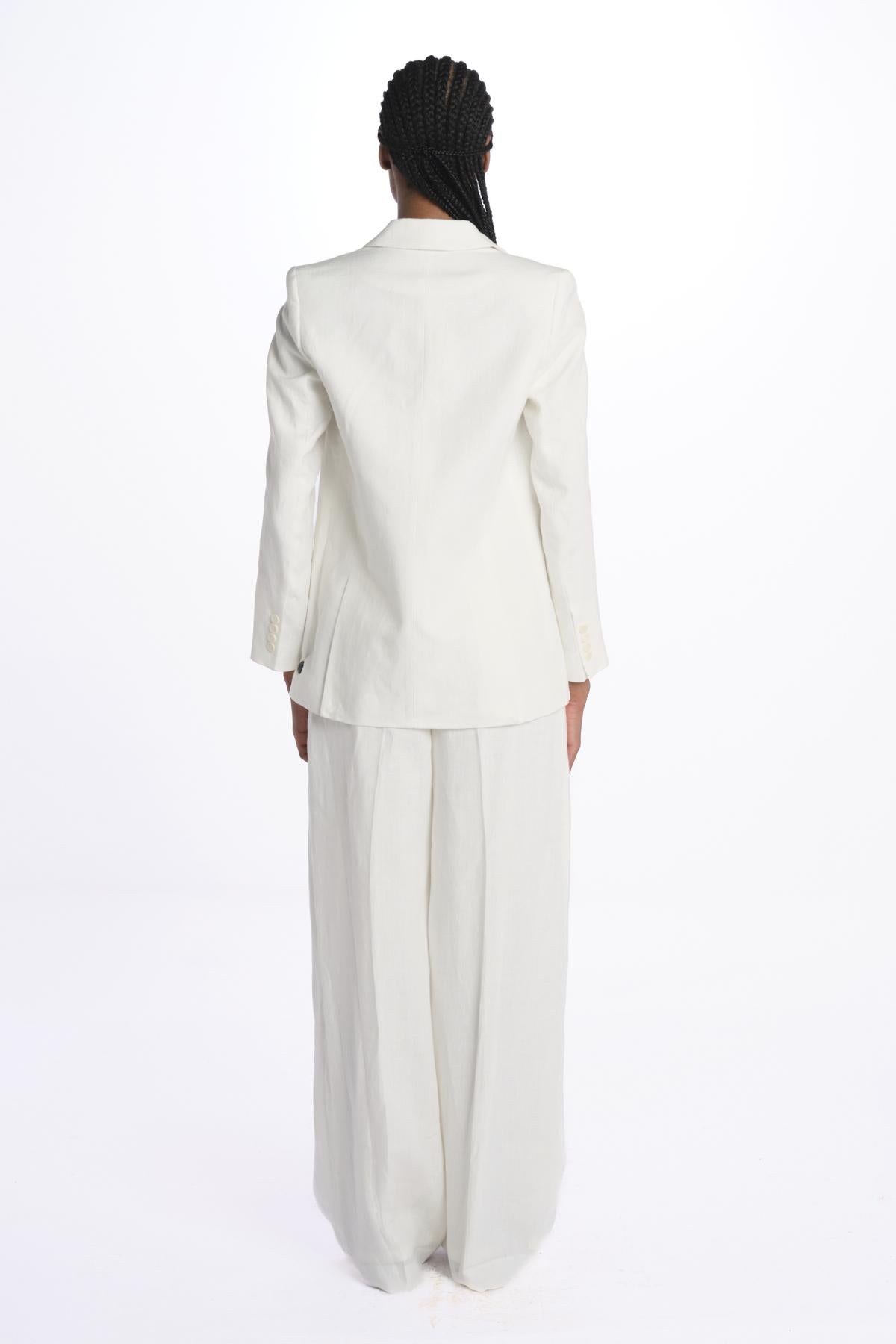 Blazer BRUNA lino 1 bottone 14V005LI026 WHITE ines de la fressange 