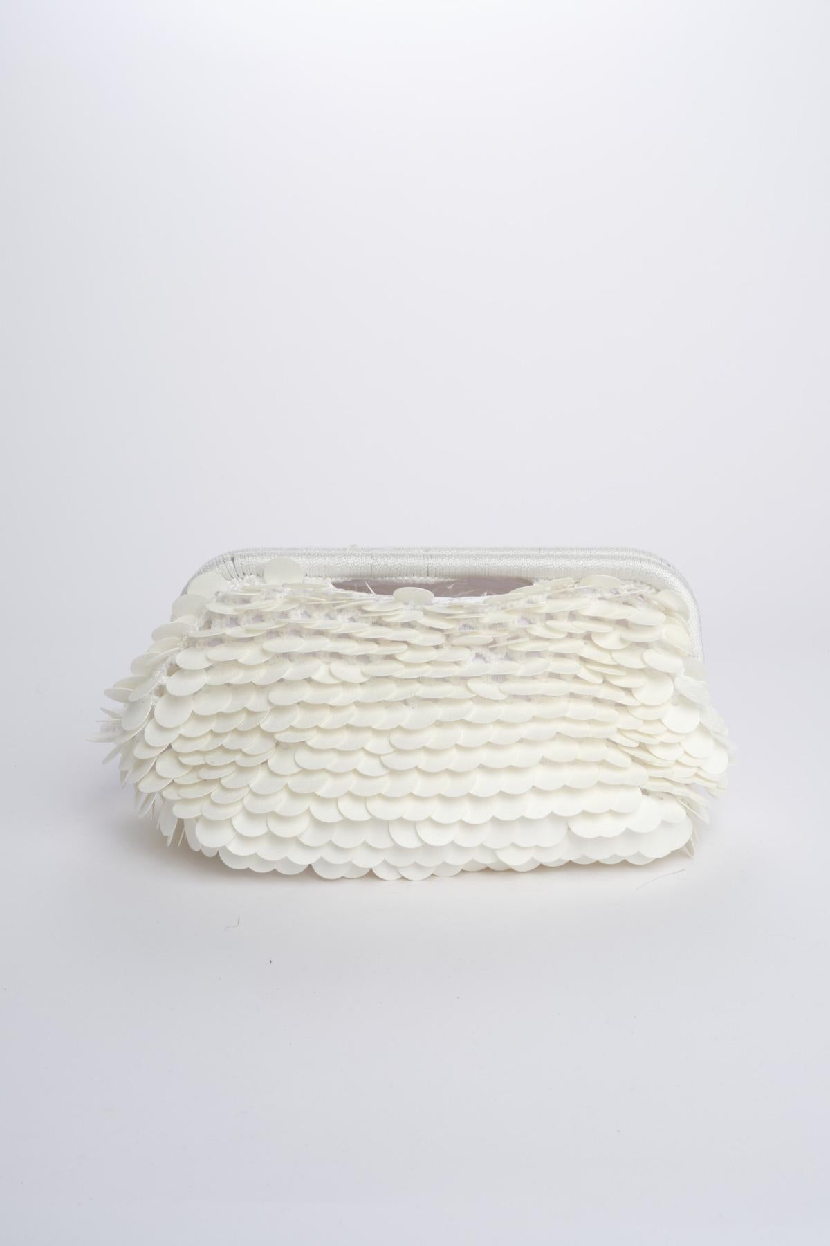 Clutch SANTORINI grande con paillettes BAG SANTORINI WHITE boheme couture 