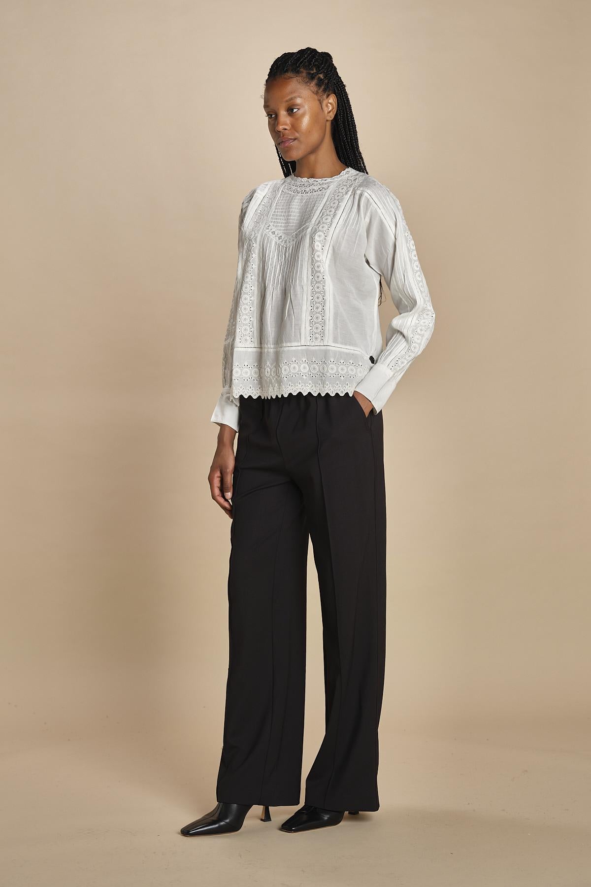 camicia con nervature e ricami FLORITA 2HVA27-V09831 BLANC vanessa bruno 