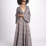 camicia cropped con nodo in lurex gessato JUNE STONE GREY christianzen 