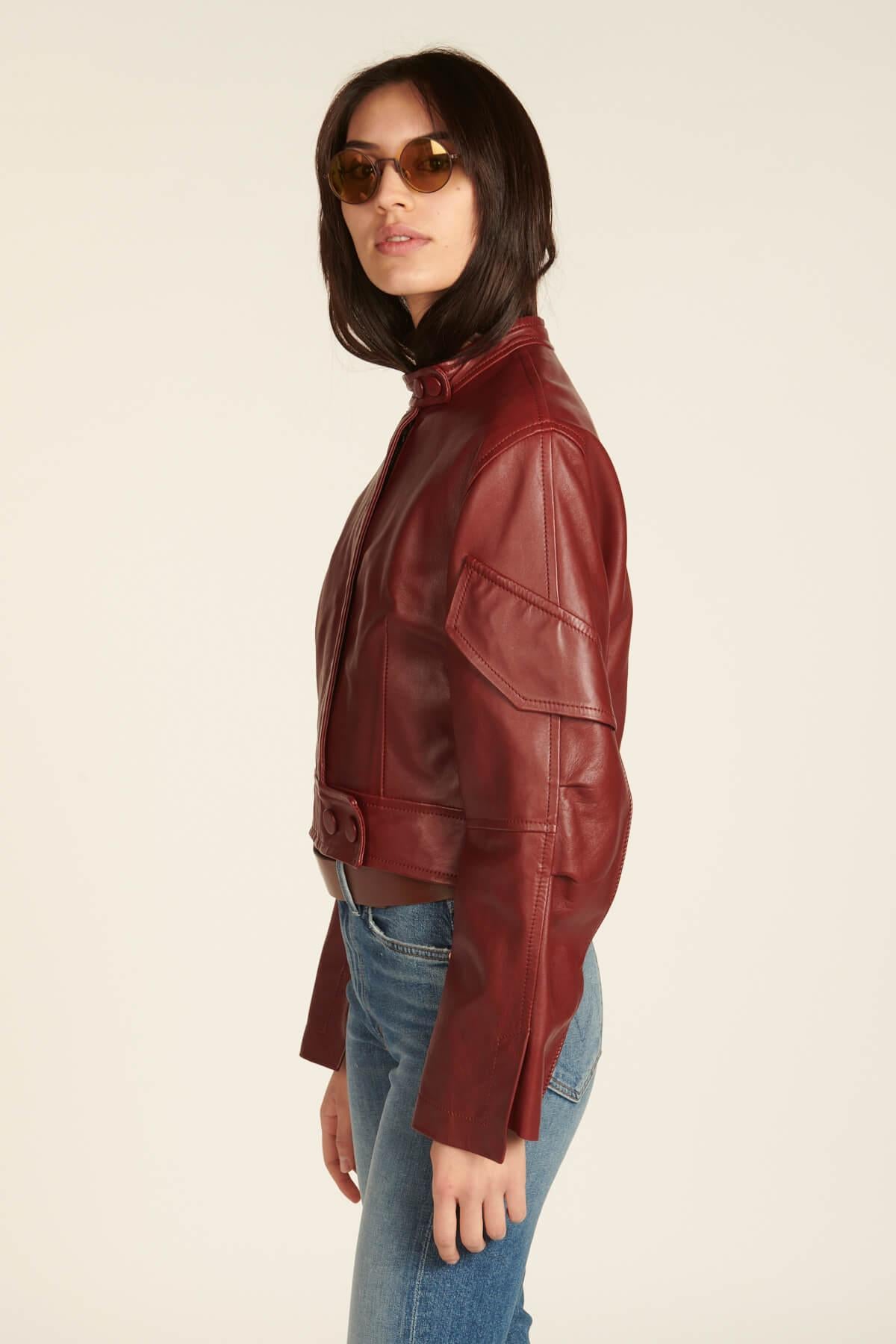 giacca di pelle bordeaux MALEN F19JL1 NAPPA BORDEAUX petar petrov 