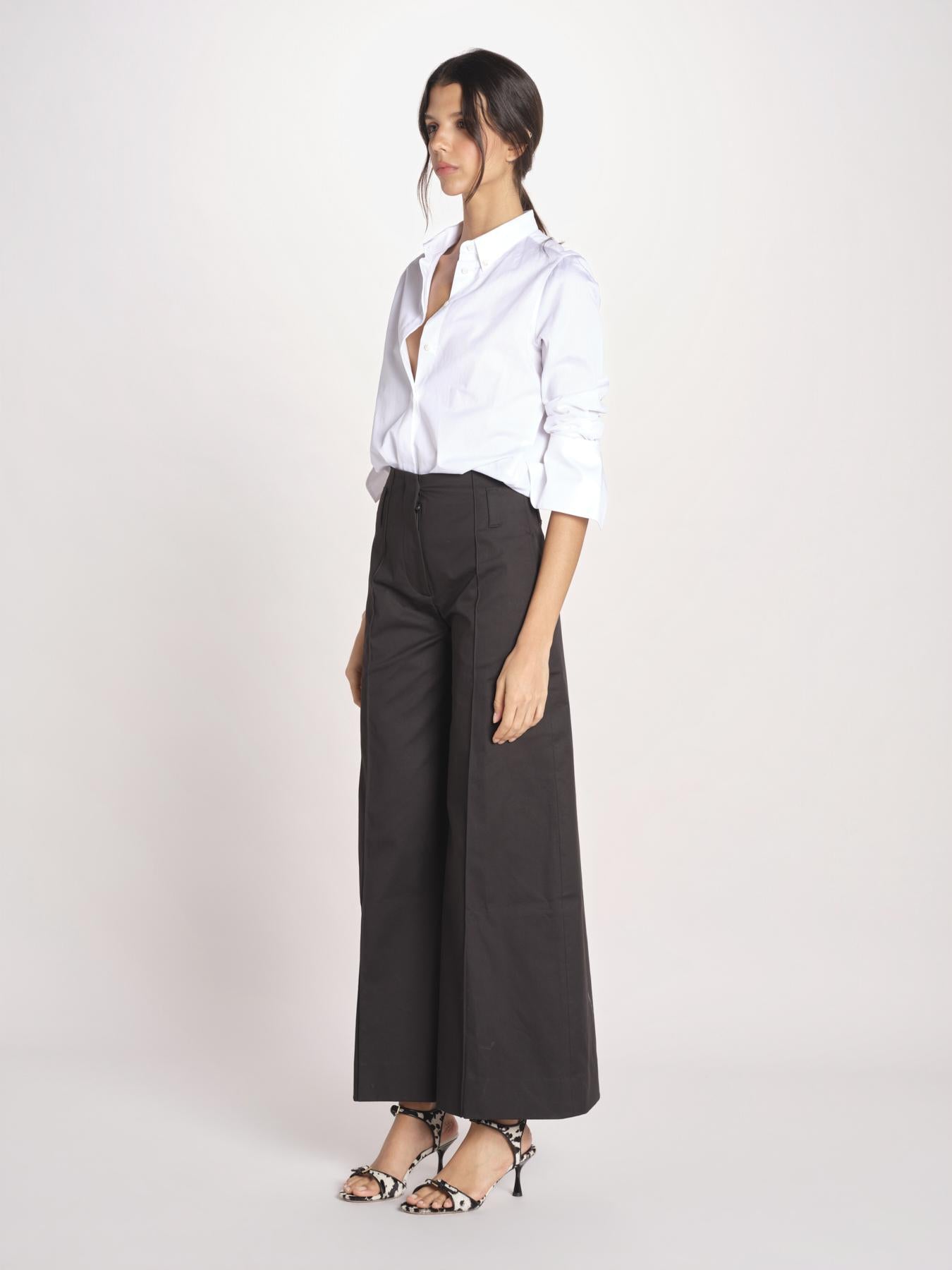 pantalone largo con nervature ORIANA 540 54 3 NERO quelledue 