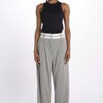 Pantalone  pences con cintura bianca DIANA PANT GREY jejia 