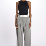 Pantalone  pences con cintura bianca DIANA PANT GREY jejia 