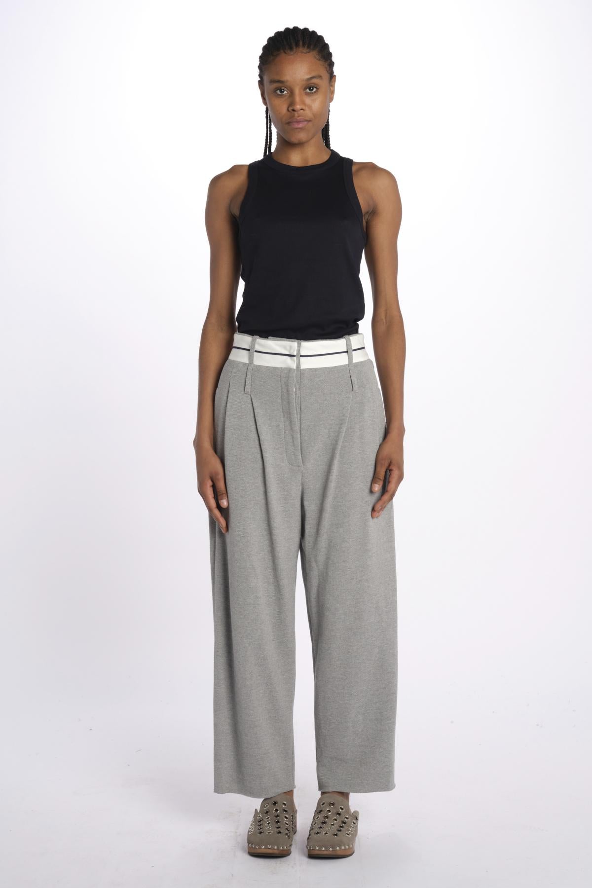 Pantalone  pences con cintura bianca DIANA PANT GREY jejia 