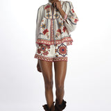 Camicia MARYS TILES m/l ricamo fiori 332385 OFFWHITE farm rio 