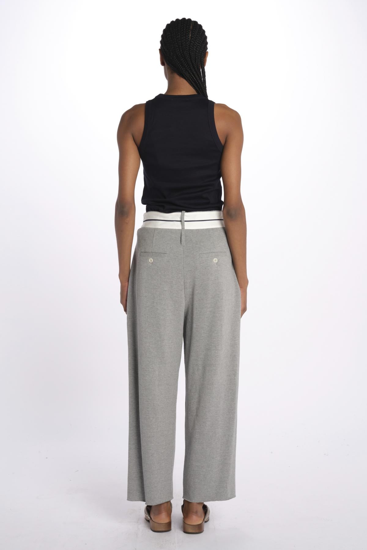Pantalone  pences con cintura bianca DIANA PANT GREY jejia 