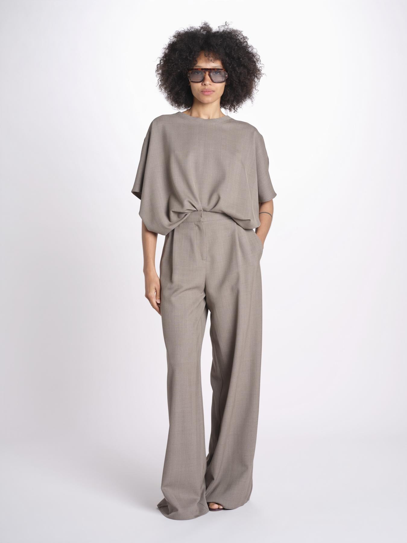 pantalone con tessuto diagonale U3011 TORTORA dusan 