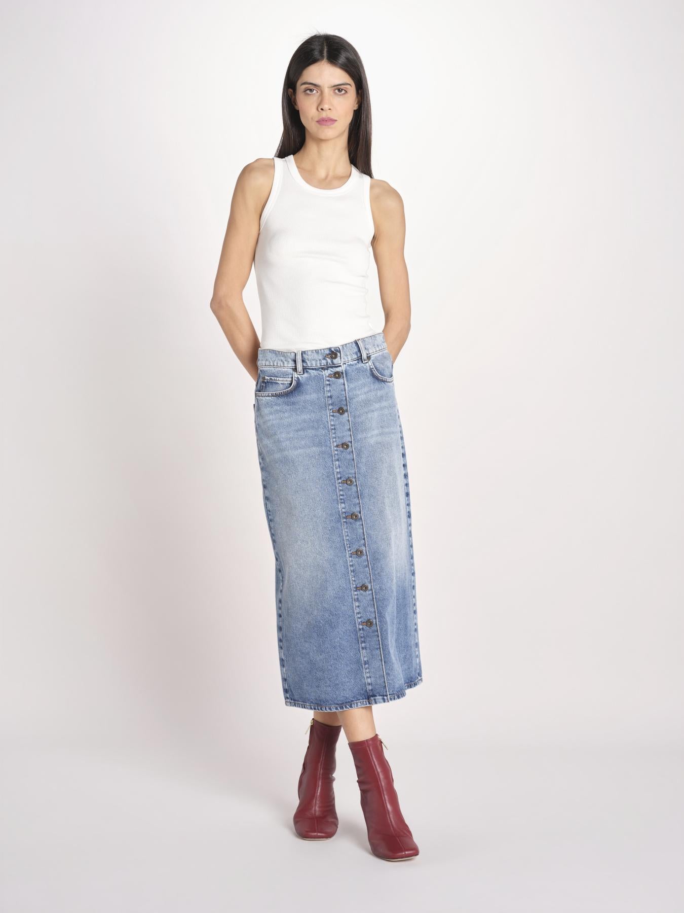 gonna lunga in denim con bottoni ASTI 2615101062600 006 BLU weekend maxmara 