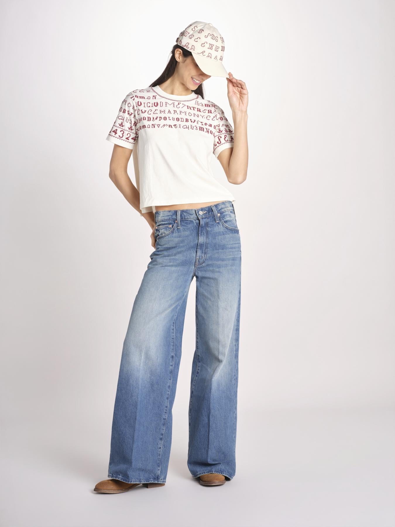 cappello da baseball con ricamo a punto croce 081 CREAM sea ny 