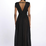 MIKONOS maxi abito con scollo senza maniche MIKONOS NOIR laraethnics 