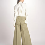pantalone largo con nervature ORIANA 540 54 19 VERDE quelledue 