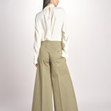 pantalone largo con nervature ORIANA 540 54 19 VERDE quelledue 
