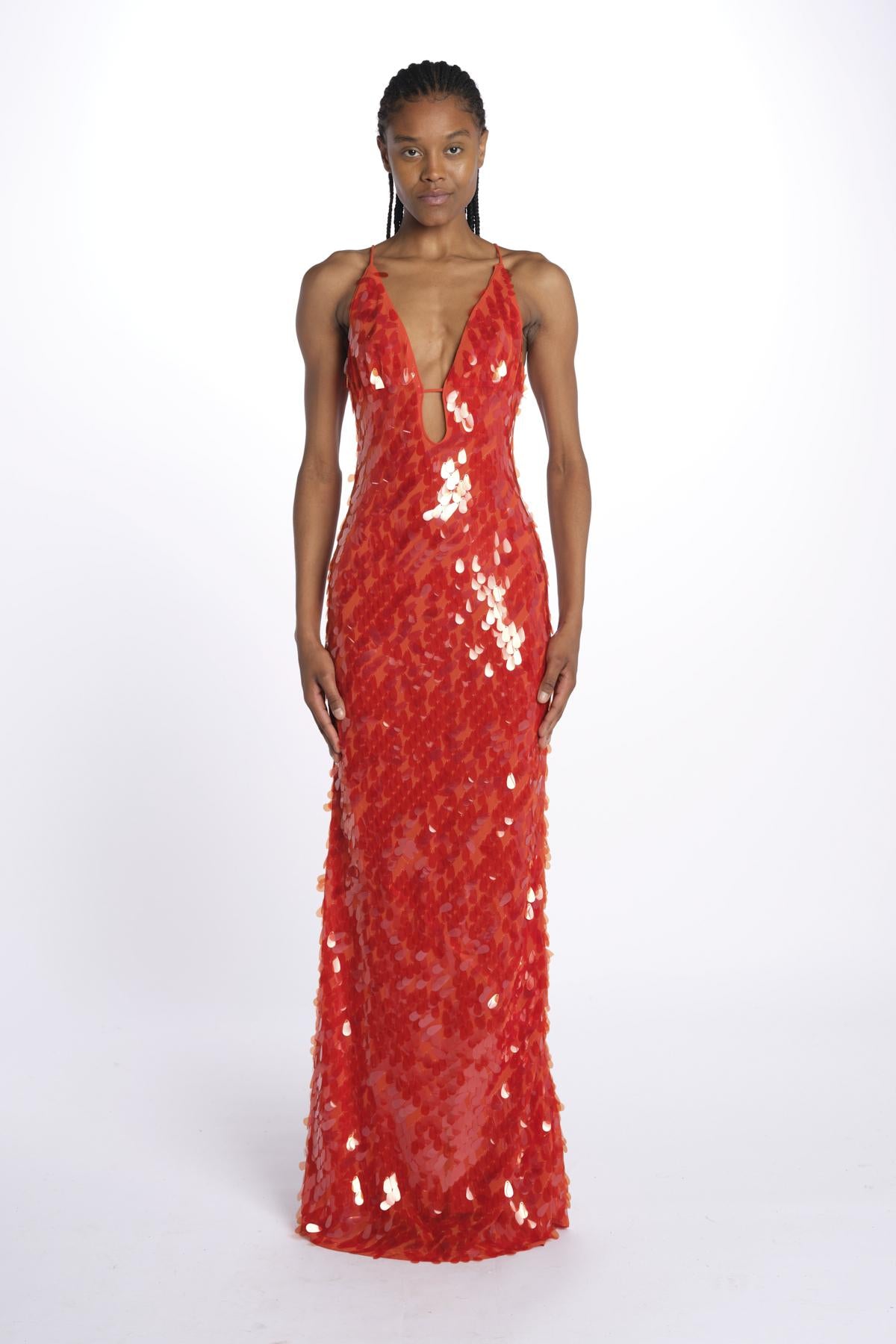 Abito SAPPHIRE lungo paillettes DR174 RE RED misha 