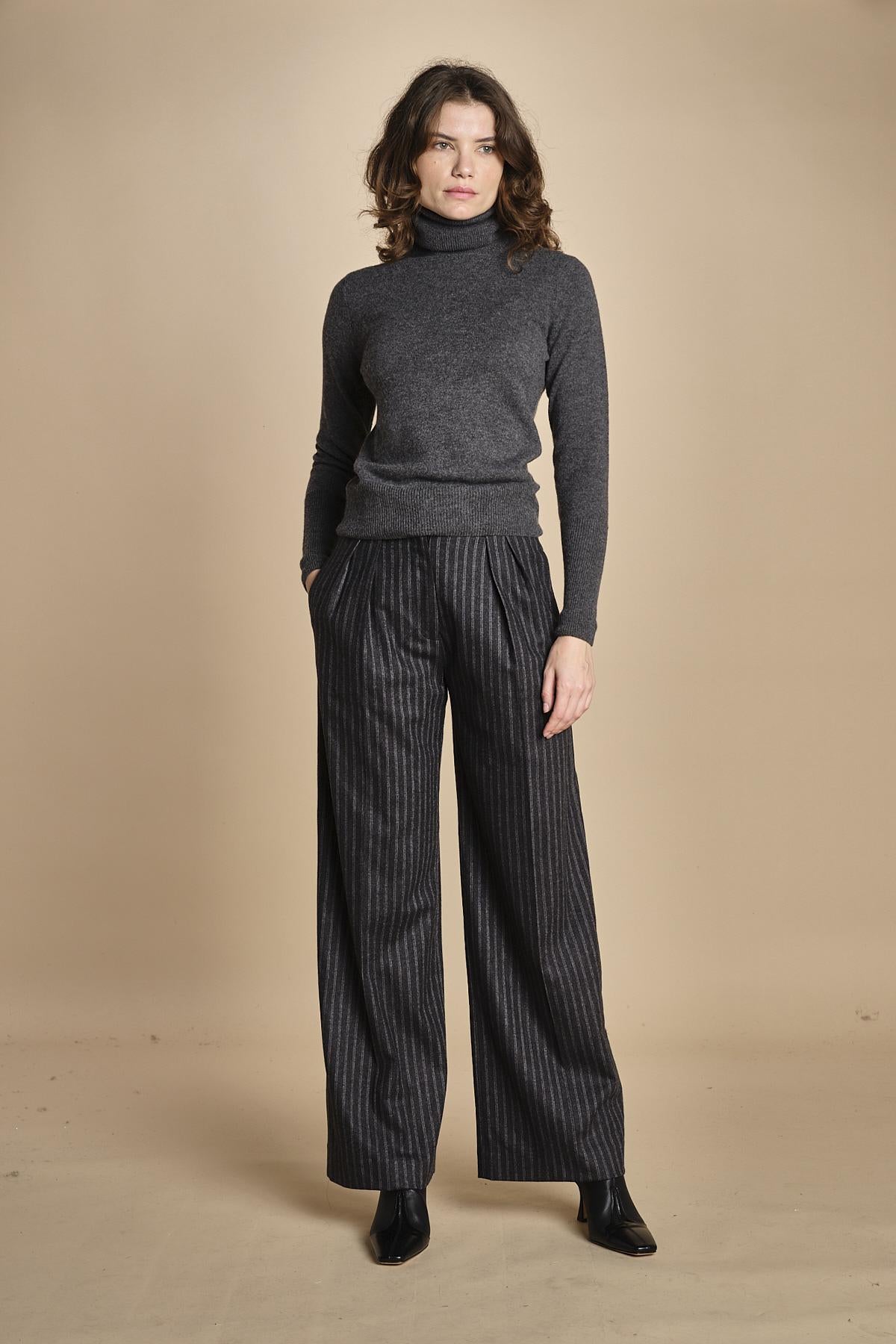 pantalone gessato 15P008CO191 P092 GREY ines de la fressange 