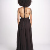 abito lungo scollo e nodo CORALBLK NOIR laraethnics 