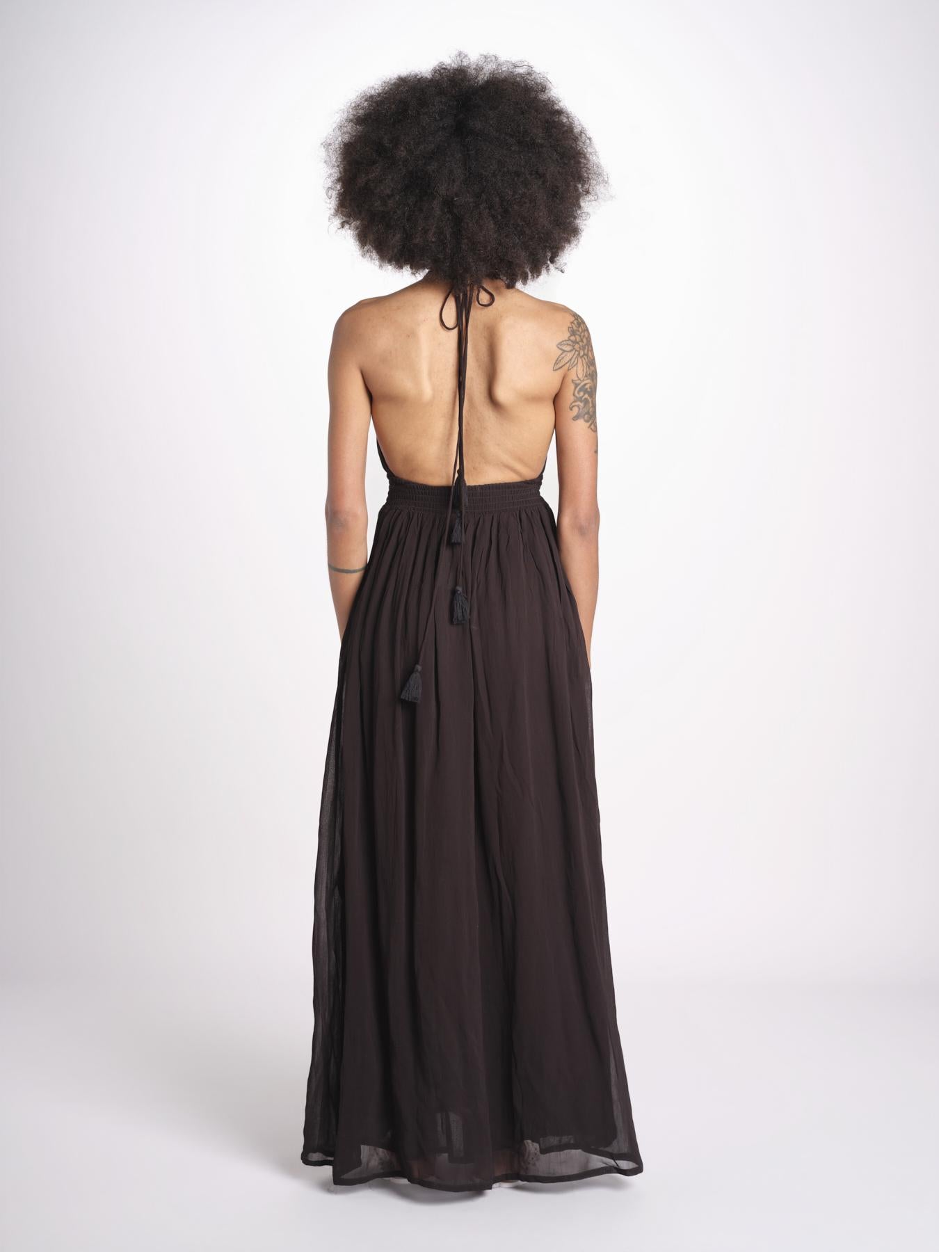 abito lungo scollo e nodo CORALBLK NOIR laraethnics 