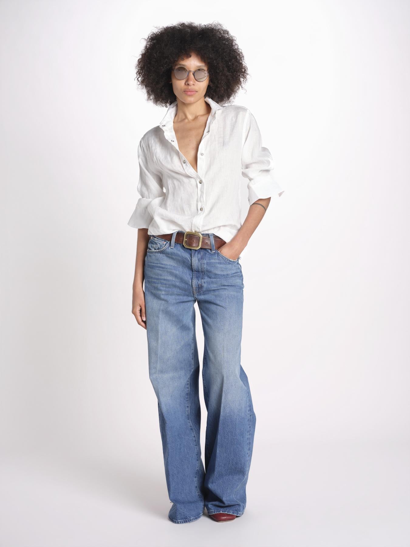 camicia uomo lino con automatici SABRILI AVORIO milaura 