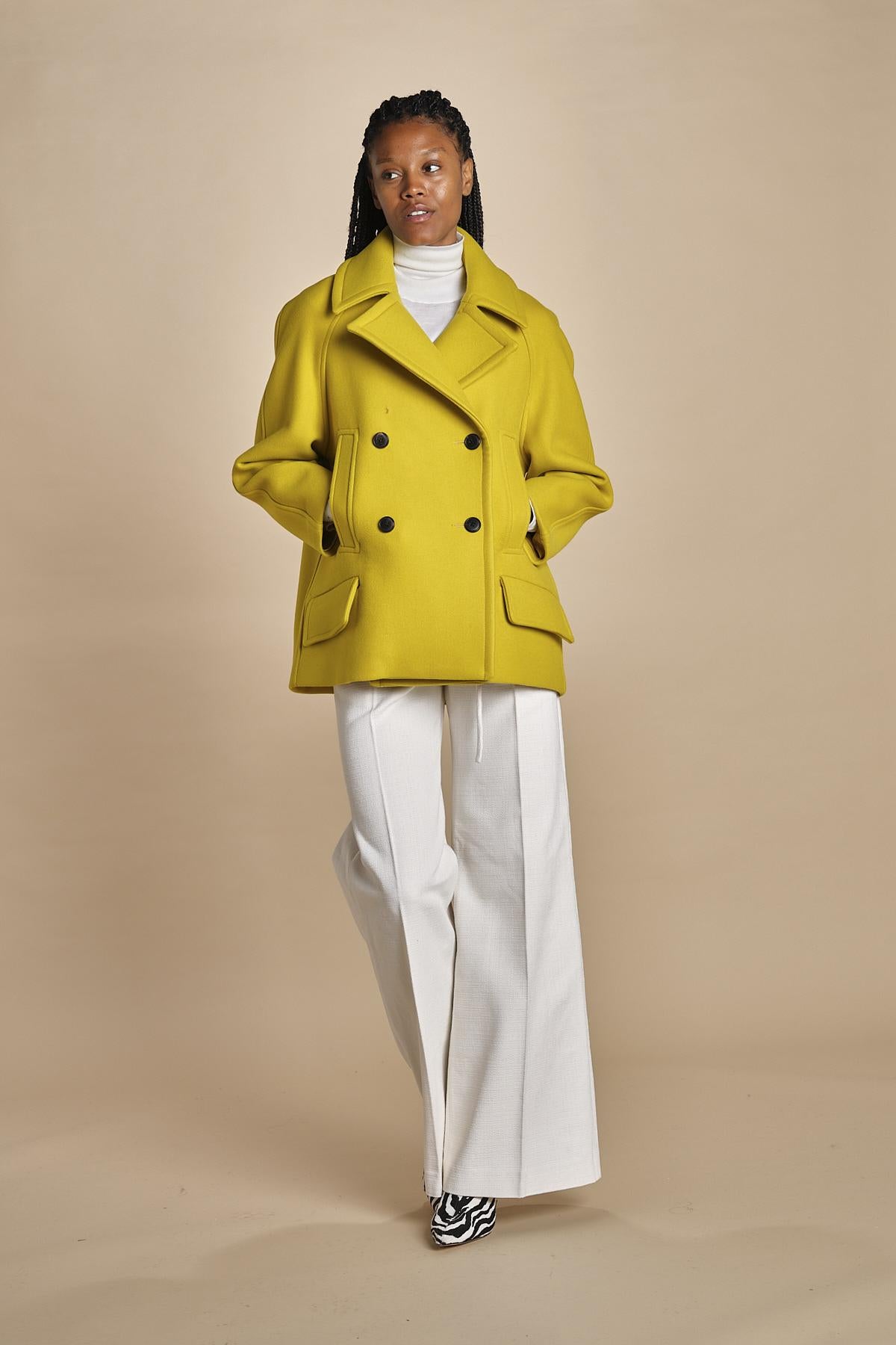 peacot doppiopetto A LINE PEA JACKET A19FV02 NS77 YELLOW martin grant 