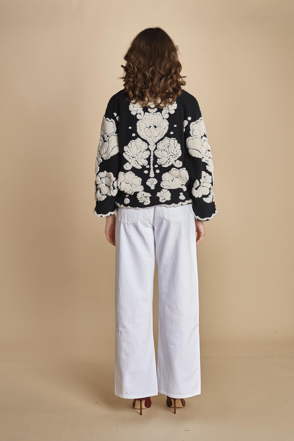 giacca jaquard a fiori FLORAL ARABESQUE 340230 CREAM farm rio 