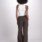 pantalone diritto in lino ERICA STRUCTURELINEN BROWN true avenue 