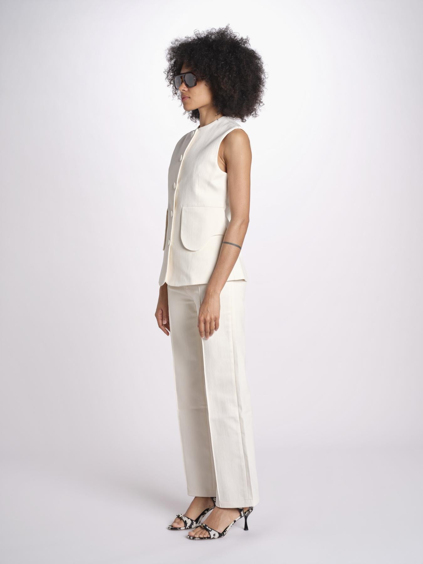 gilet con tasche MARIANNE 25S4TOP81 ECRU destree 