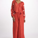 PALAZZO pantaloni in seta  by milaura. BE24252PANT RED ORANGE benaras soleil 