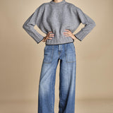 maglia girocollo over CLAUDIA GIROCOLLO GRIGIO_NERO tenne' 